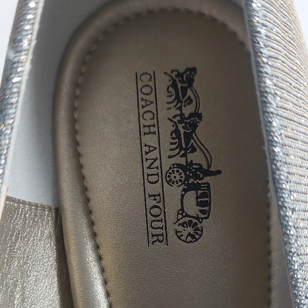 Coach and Four Silver Peep-Toe Heels Womens Size‎ 10